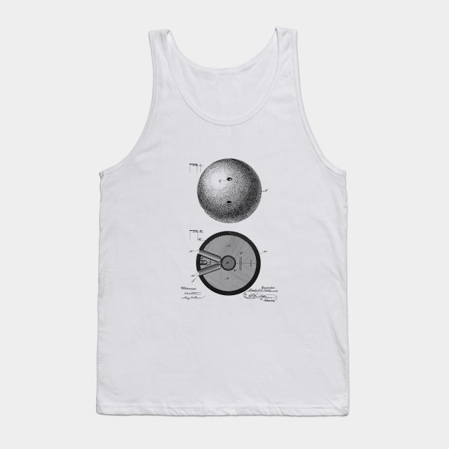 Bowling Pin Vintage Patent Hand Drawing Tank Top by TheYoungDesigns